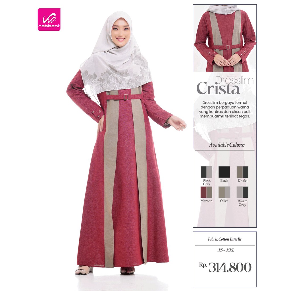 Gamis Crista | Dresslim Dewasa | Baju Muslim ORI Rabbani