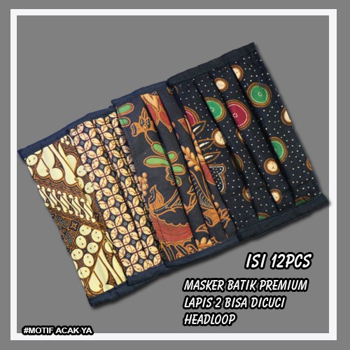 Masker mulut masker kain batik masker hijab tali 4 Premium Termurah Lusinan