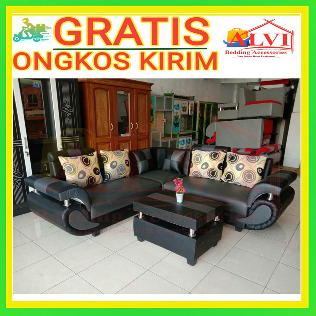 Sofa L + Meja Minimalis Sofa Sudut Kursi Bangku Sofa Ruang Tamu Termurah Jabodetabek