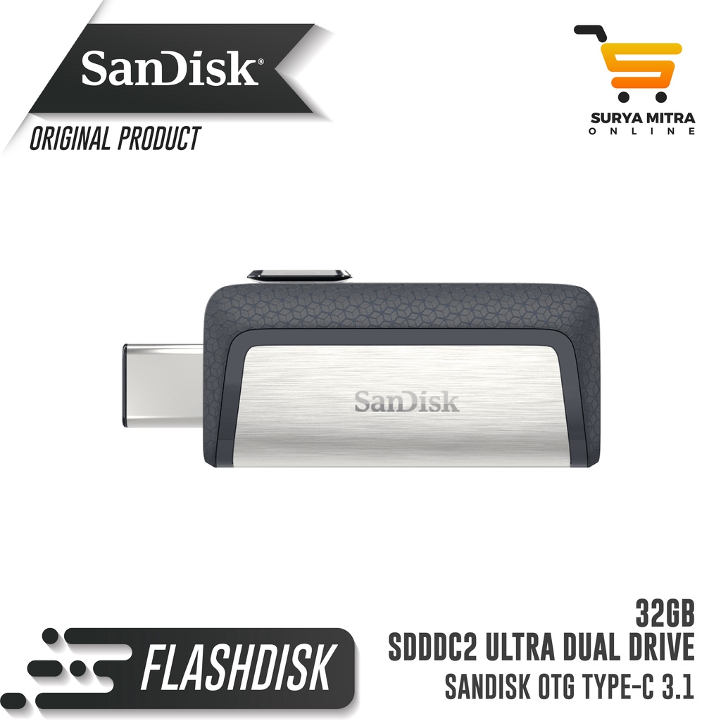 Sandisk Flashdisk 32GB Ultra Dual Drive USB Type C OTG - SDDDC2-032G