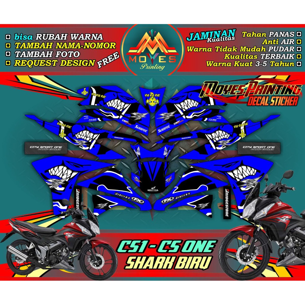 Sticker Decal Cs1 Full Body Stiker Cs1 Full Body Dekal Cs1 Full Body  shark biru