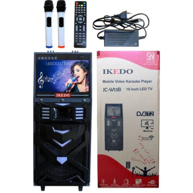 IKEDO JC-W13B Speaker Portable Meeting Karaoke Miracast + 2 Mic Wireless