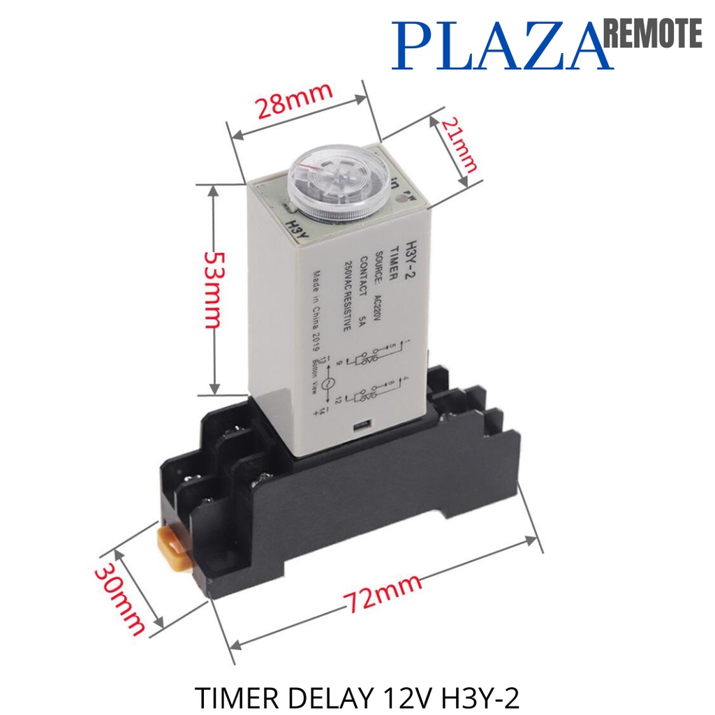 DELAY TIMER RELAY 12VAC H3Y-2 1 DETIK - 60 MENIT TANPA SOCKET