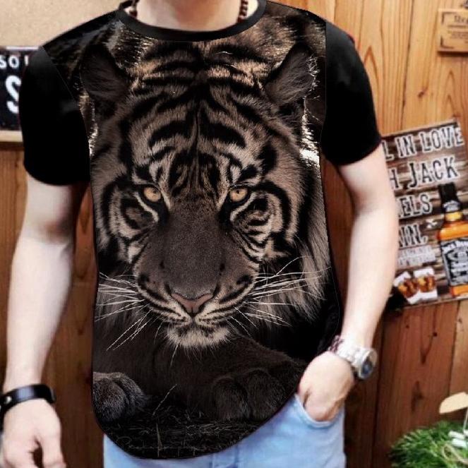 KODELl2L6--Kaos distro Pria Motif macan / kaos pria Gambar macan / baju macan pria / baju macan gamb