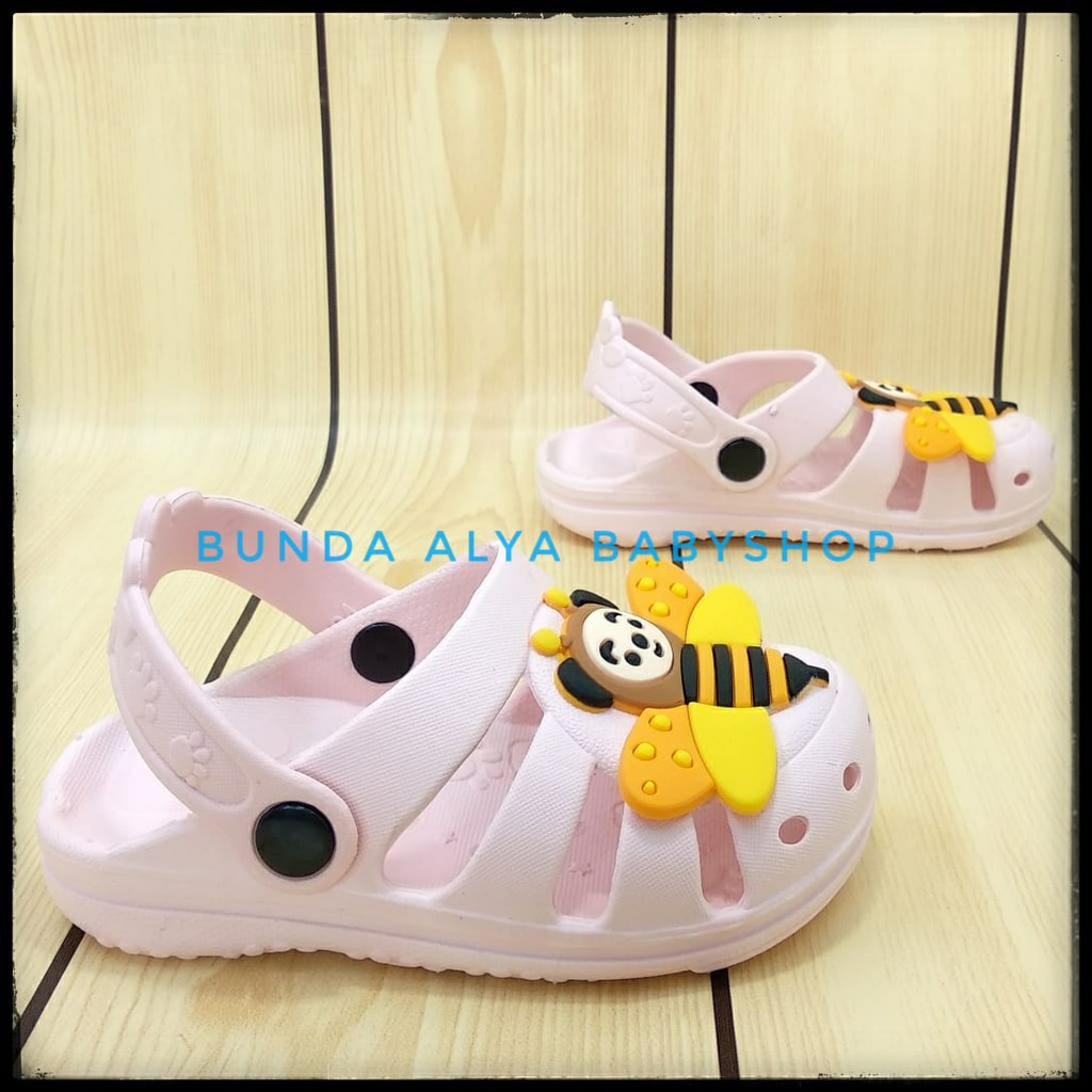 Sandal Anak Perempuan Usia 2 3 4 Tahun PINK BEE Lebah - Sendal Anak Cewek Karet Anti Licin Lucu Size 24 - 29