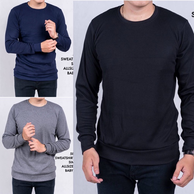 ALJOSA baju cowok KAOS PANJANG polos sweater pria ALJOSA baju cowok KAOS PANJANG polos sweater pria