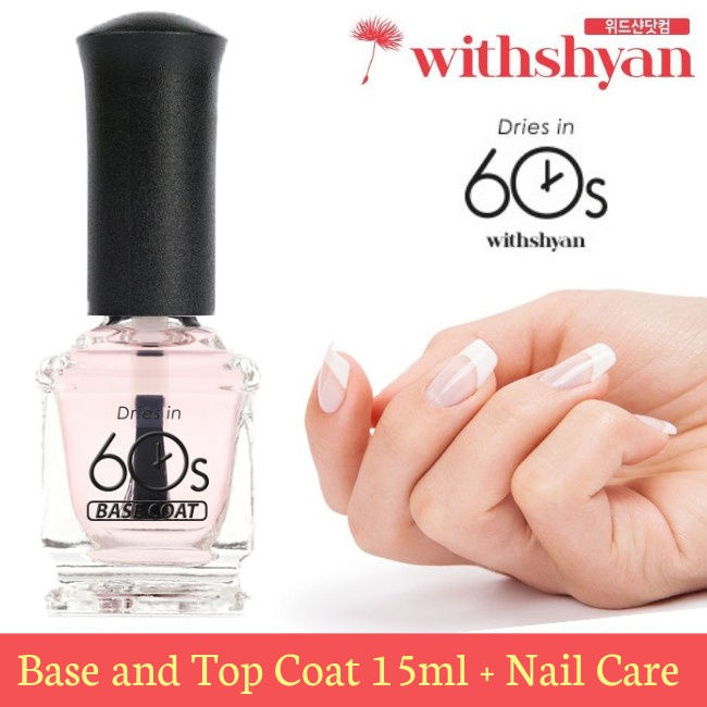 (NEW) Original WithShyan (위드샨 ) Korean Nail Polish Base Coat &amp; Top Coat 15 ml/ Kutek Korea / Kutek Premium/ Cat Kuku/Kutek Bening