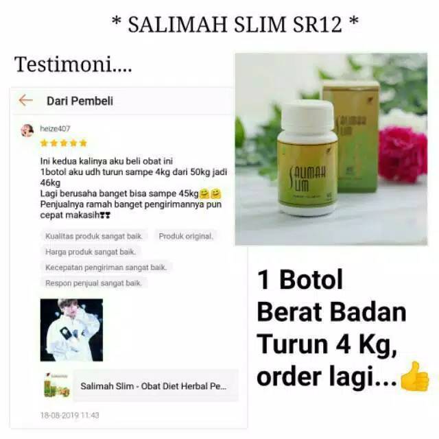 Paket Pelakor Pelangsing Badan Cepat dan Ampuh Peluntur Lemak Kotor BPOM Salimah Slim SR12 Original Perut Buncit Wanita Herbal Ori 100%