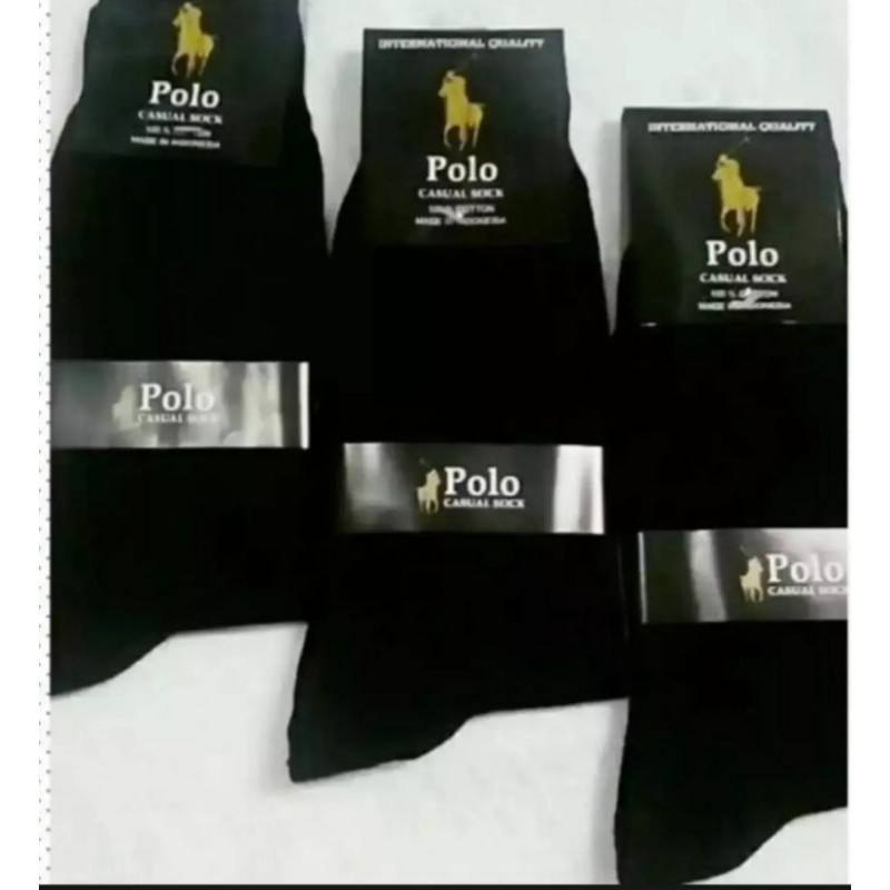 kaos kaki polo ( 3 pasang ) hitam polos panjang