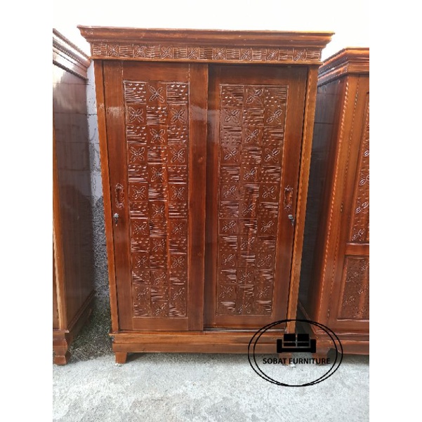 Lemari Pakaian 2 Pintu Jati Sliding Jumbo