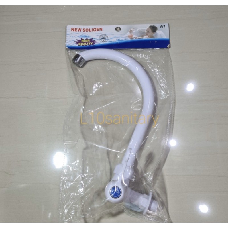 Kran Angsa Tembok Engkol PVC Soligen Keran Cuci Piring Sink Dapur W1 / Kran W1 Hitam Putih Soligen