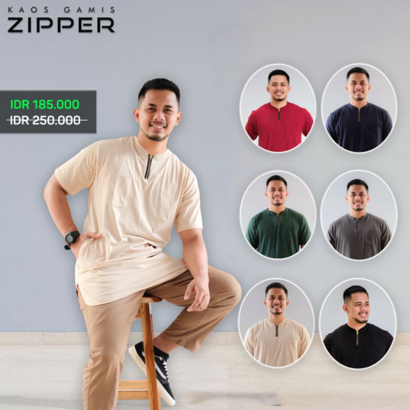 Kaos Gamis Zipper Ahad Pria Original