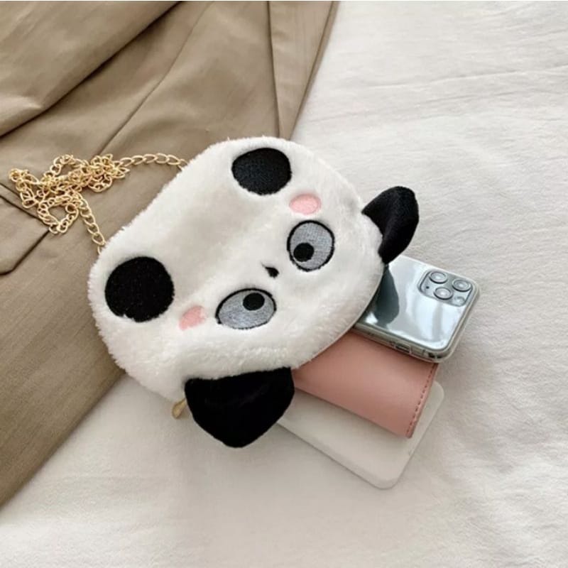 KSO_BAG - Tas Selempang Panda Bulu / Tas Boneka Panda Rante Terbaru Korean Style