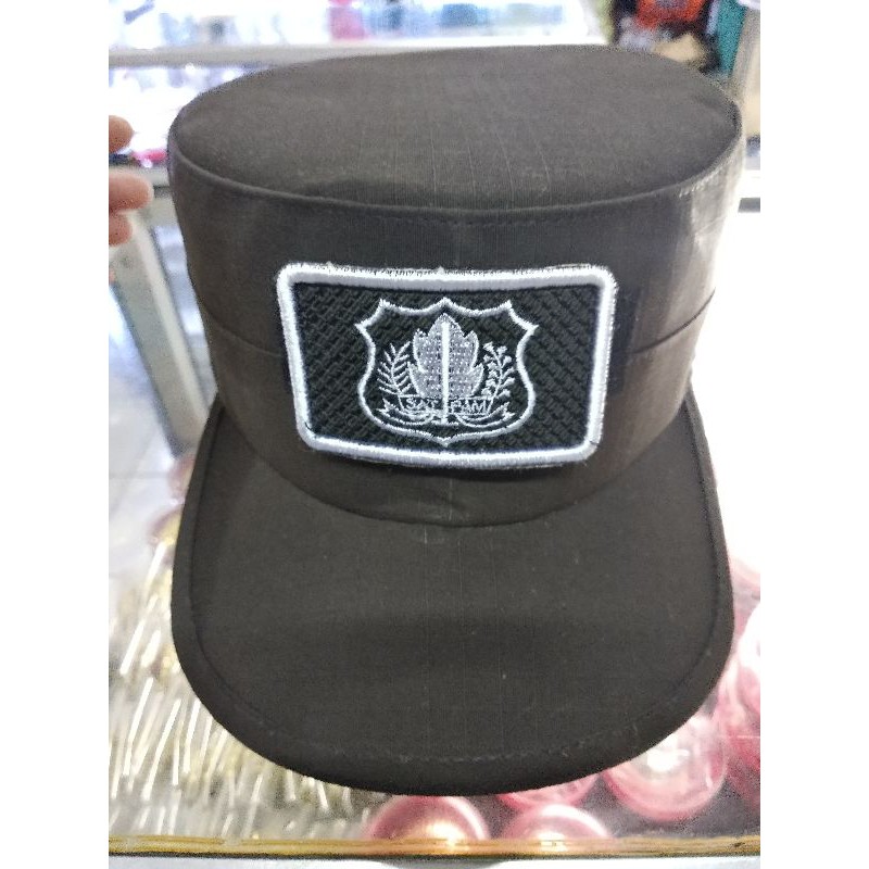 Topi komando Satpam coklat terbaru Velcro