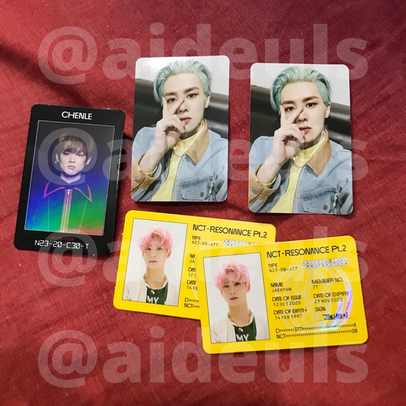 READY Necklace mark, PC Photocard Kun, Id Card Jaehyun, Access Card Chenle, ALBUM ONLY