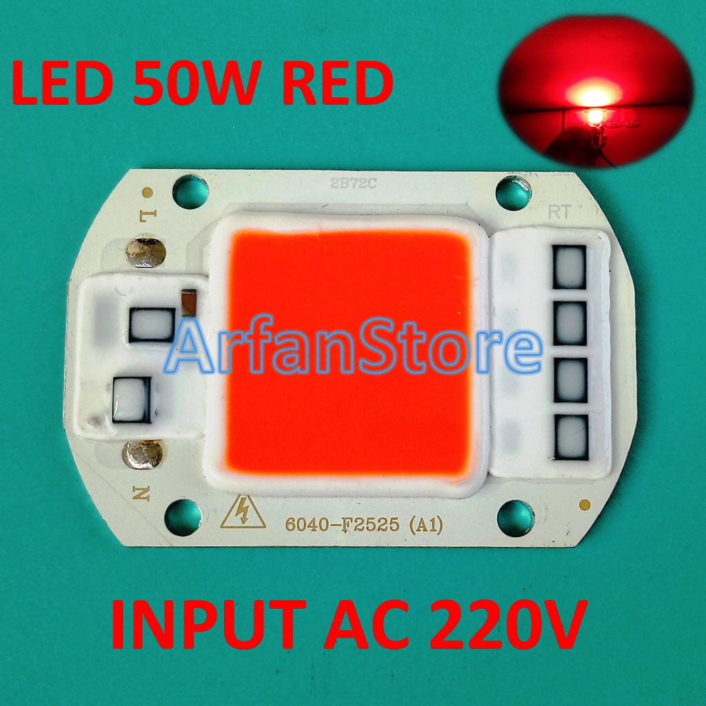 HPL 50W RED AC 220V Lampu Led COB Merah Driverless High Power Chip