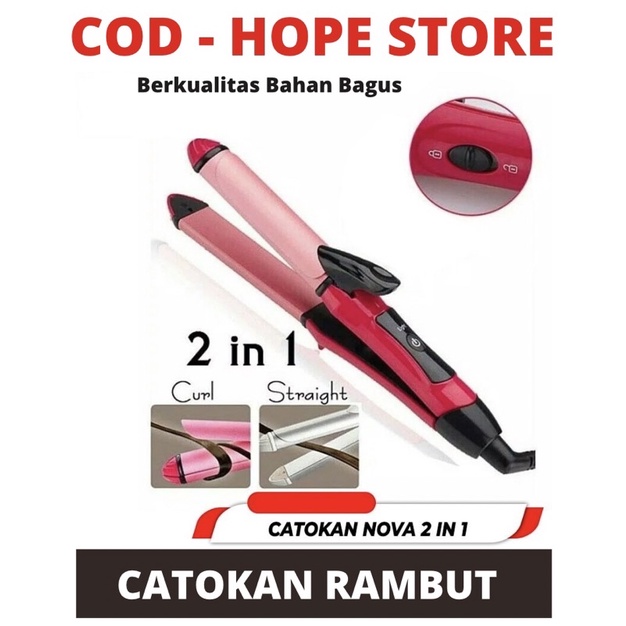 HOPE STORE - Catok Catokkan Rambut 2 in 1 Nova NHC-2009 Meluruskan dan Keriting Rambut Hair Straightener