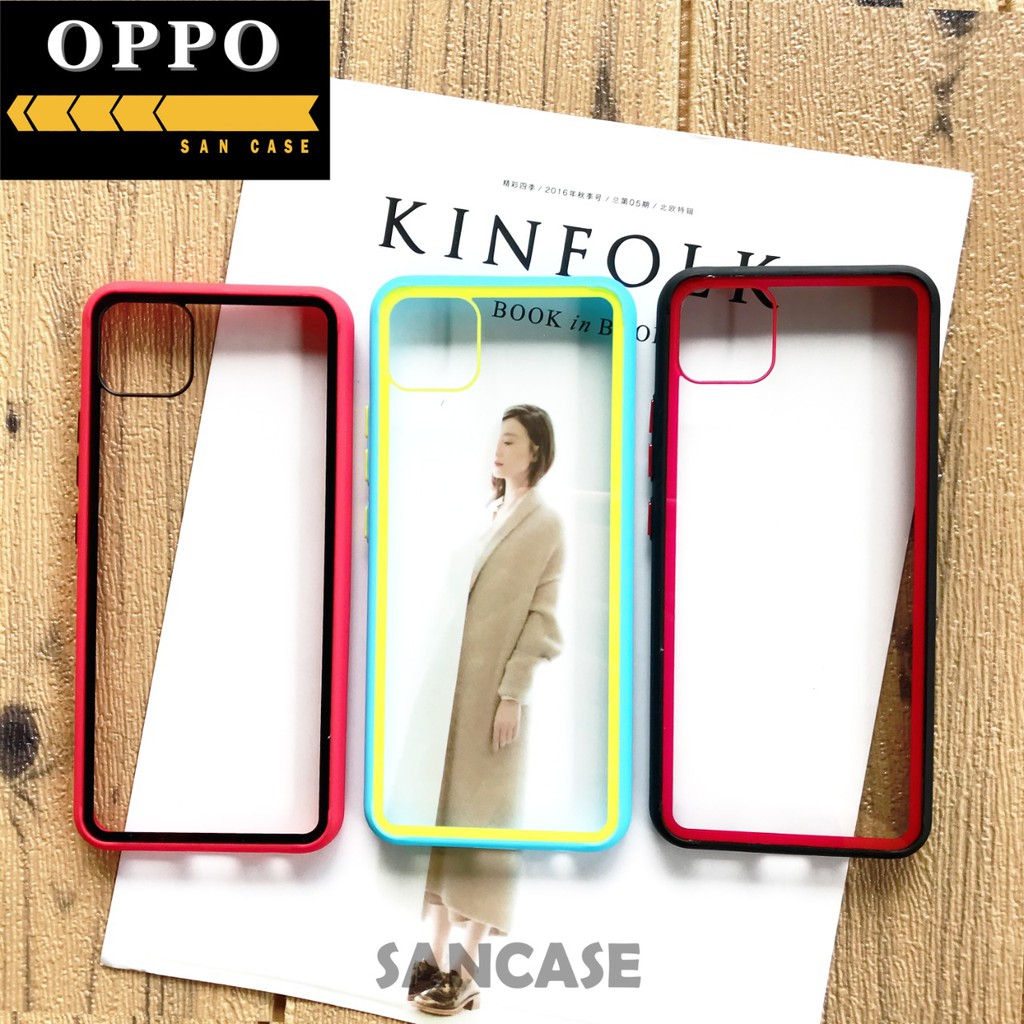 Case Hp Transparan Tombol Warna Oppo A53 A33 A52 A92 A3S A5S A12 A7 F9 A9 A5 A8 A31 A1K A11 A21S
