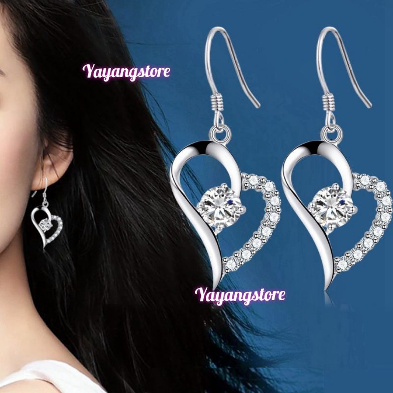 Anting Hati - Anting Love - Anting Pesta Hook Model Gantung - Anting Korea Import