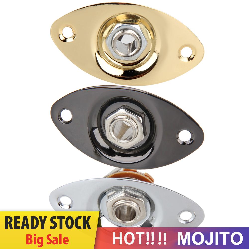 Soket Jack Input Output 1 / 4 Dengan Plat Oval Untuk Gitar Bass Elektrik