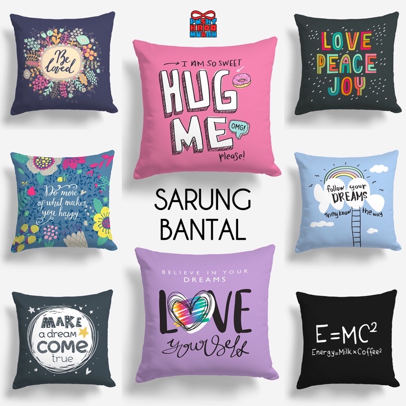 COVER SARUNG Bantal Sofa Print Motif Quotes of the Day / Words 40x40 cm - Pusat Kado Murah