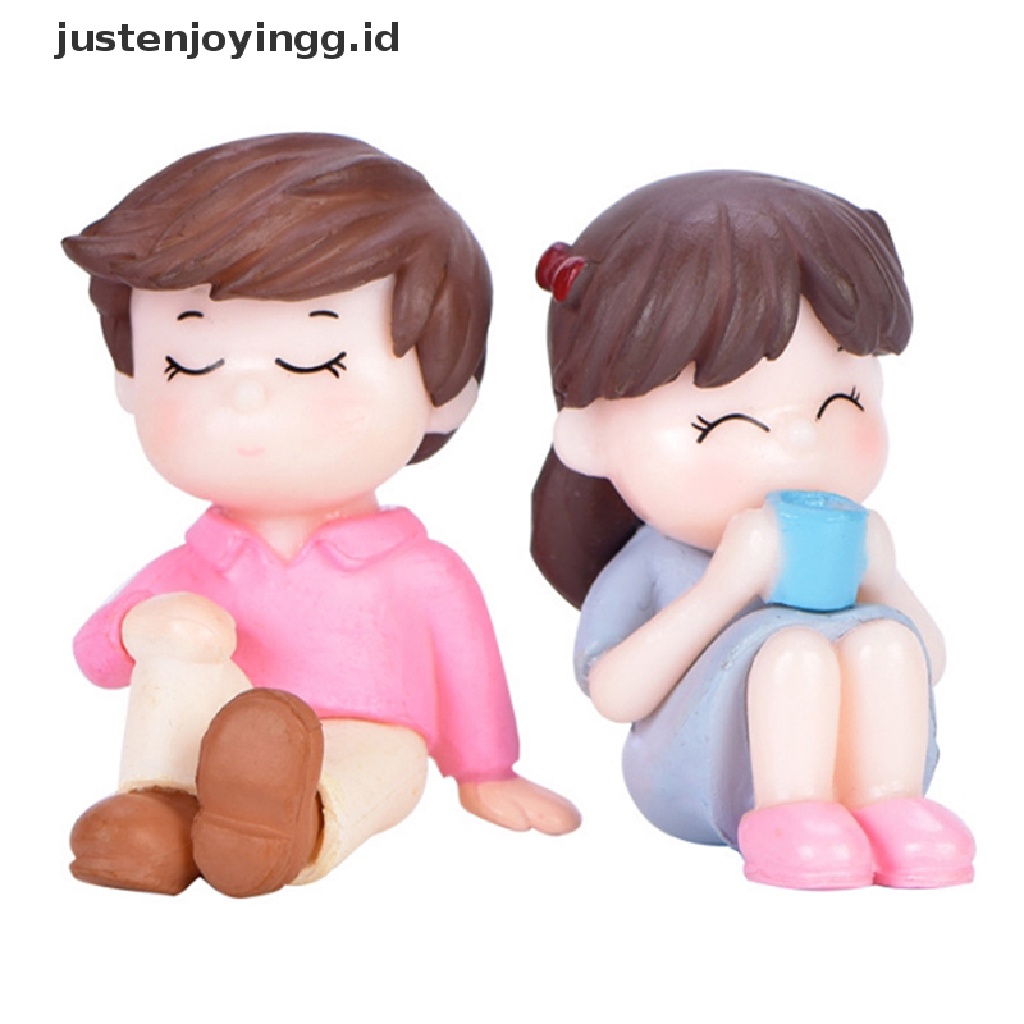 // justenjoyingg.id // 2pcs/set Mini Lovers Dolls Model Figures Landscape Fairy Garden Ornaments ~