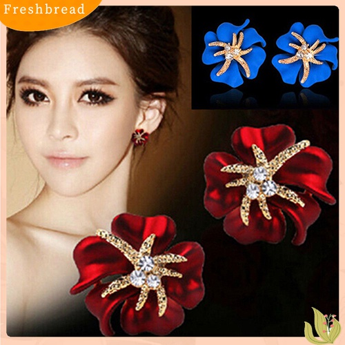 [TERLARIS]Women's Elegant Flower Starfish Charm Rhinestone Ear Studs Fashion Earrings Gift