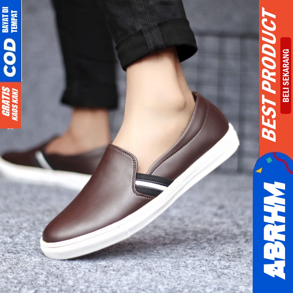 ABRHM NUE Sepatu Casual Slip On Santai Pria Slop Kulit Pu Anti Slip Original