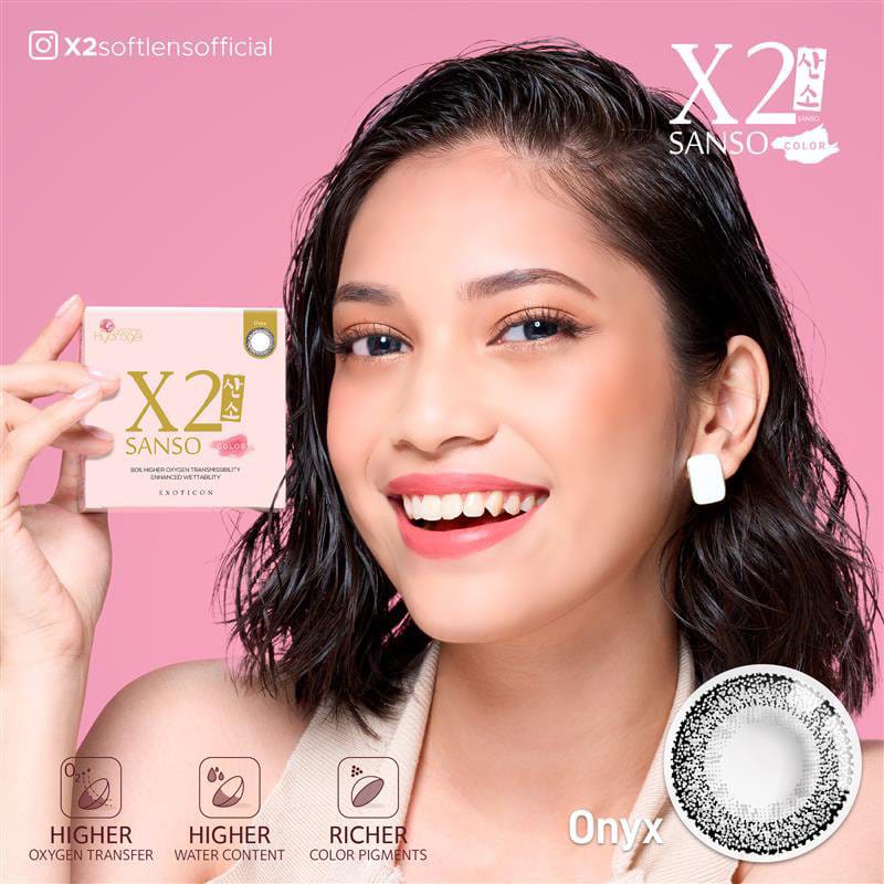 X2 SANSO PINK &amp; X2 SANSO BLACK NORMAL / softlens / softlense /softlen /Lensa  Kontak/BS