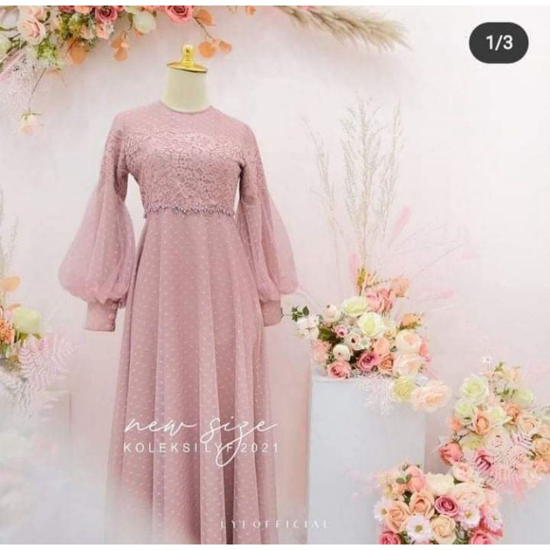 gamis tile lengan balon xxl