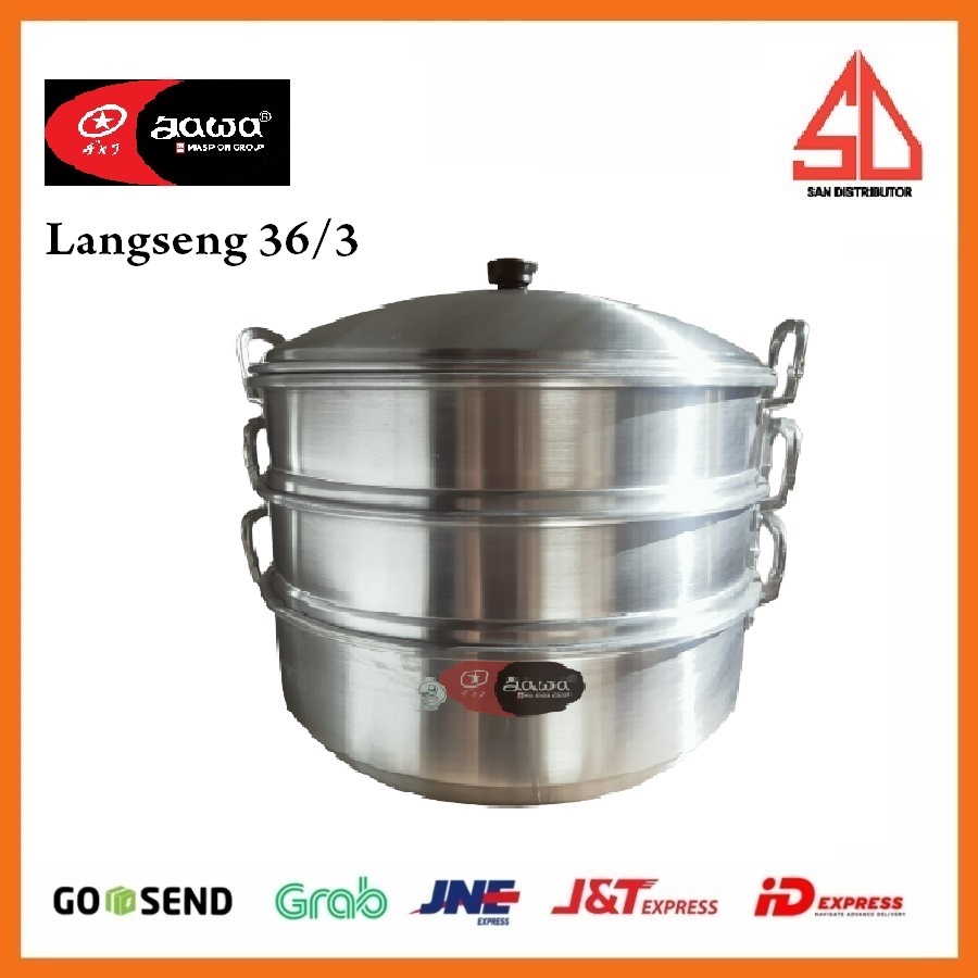 Maspion Langseng 36cm susun 3 / Steamer Aluminium / dandang kukus 36 cm / panci kukus