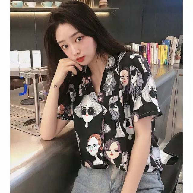 KEMEJA MONALISA RETRO LENGAN PENDEK