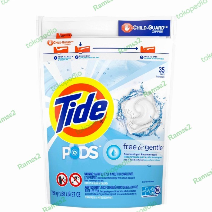Tide USA Free & Gentle Pods Capsule Liquid Detergent