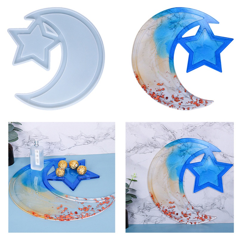 SIY  Ramadan Dessert Tray Epoxy Resin Mold Moon Star Ramadan Serving Plate Silicone Mould DIY Crafts Display Holder Mold