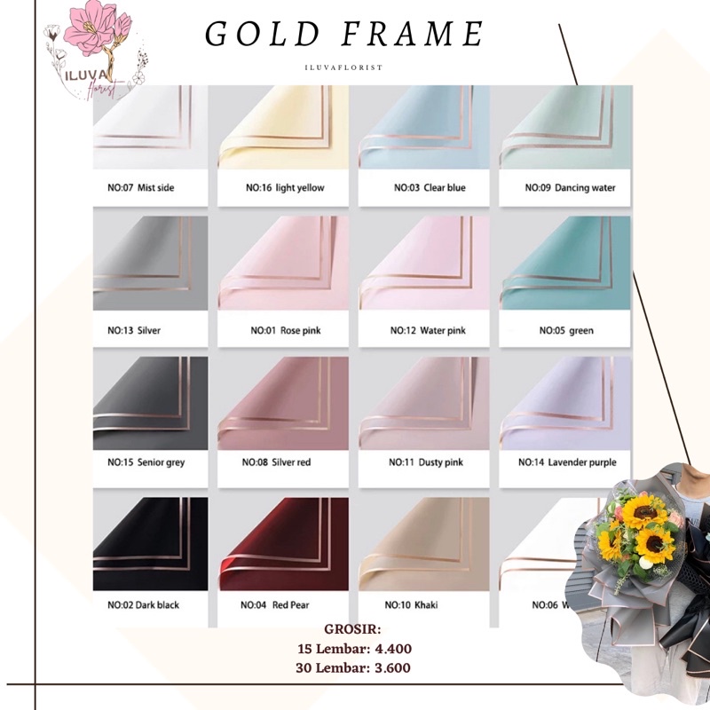

Kertas Cellophane Buket/Bunga - Gold Frame