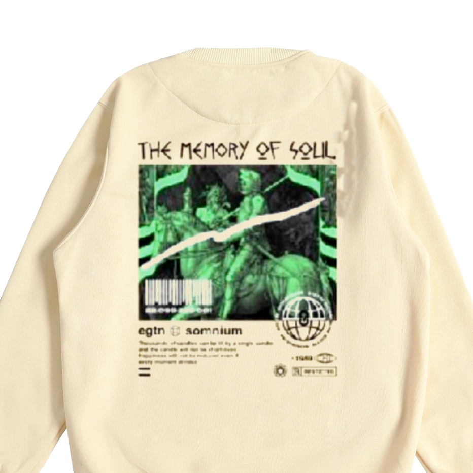 Egtn Somnium Crewneck Cream Pria Oversize Motif Simple Terlaris Sweater Sweatshirt Original Sweeter Wanita