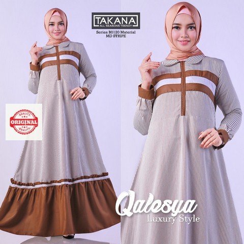 Maxi Dress Muslimah Modern Busui Zipper Qalesya by Takana