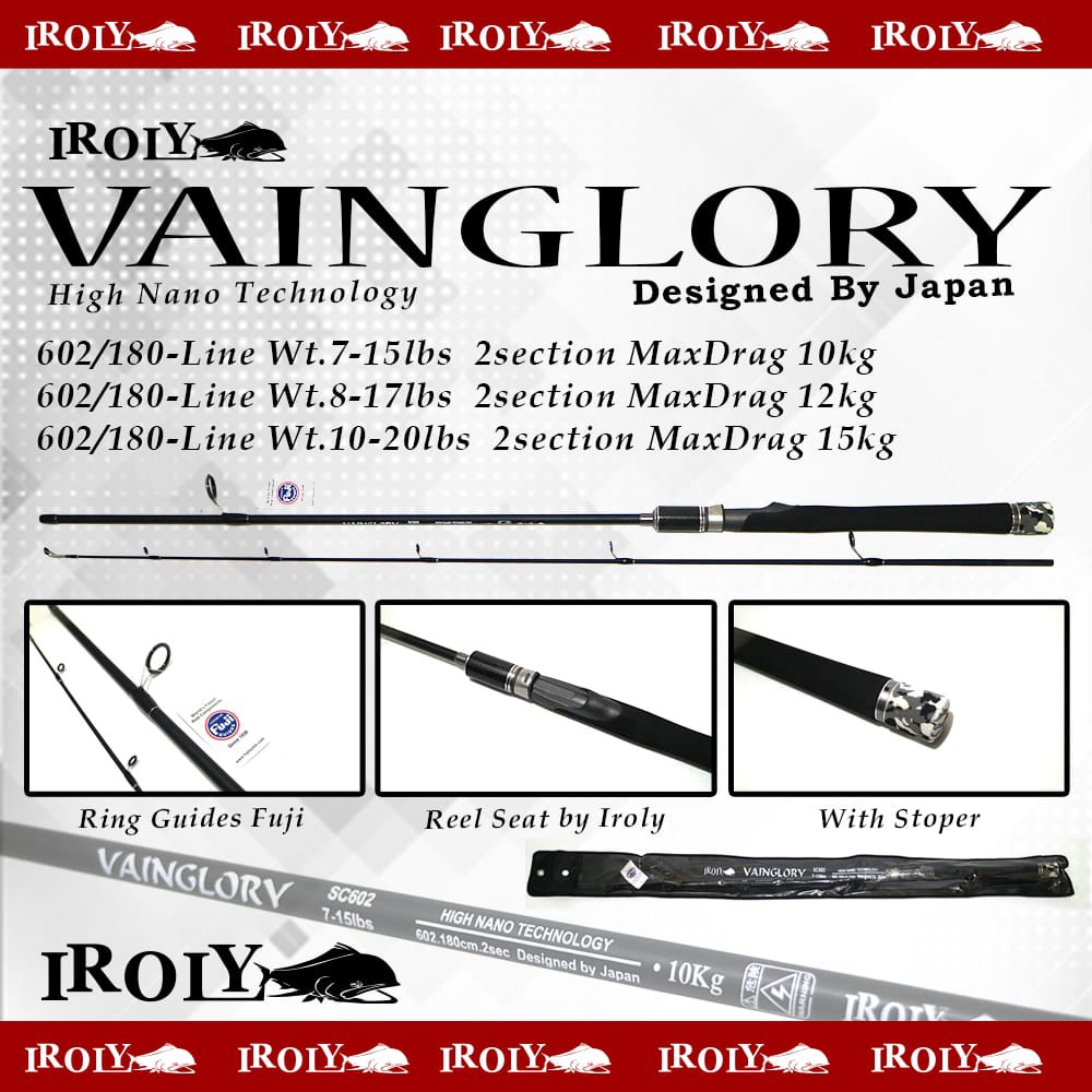 Iroly Vainglory 602/180 Cm Max Drag 12 Kg 8-17 Lbs Fuji Ring Joran Laut Original Murah Best Seller