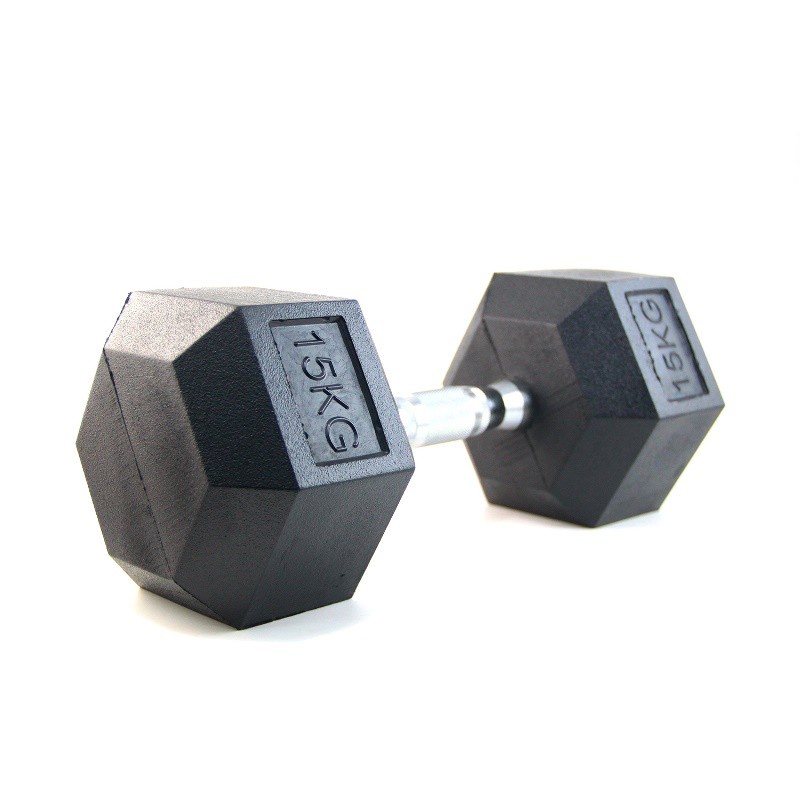 F254 Dumbbell Hexagonal Beban 15Kg/Dumbbel Angkat Besi/Barbel Murah - Hitam