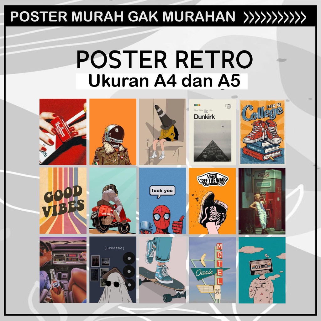 Jual Poster Retro A4 & A5/ Poster keren/ Poster Murah