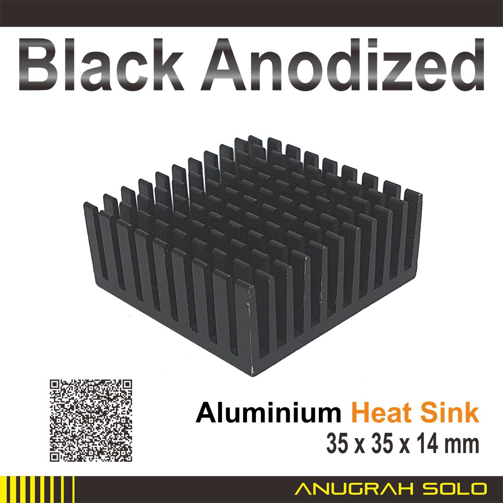 Heatsink Aluminium 35x35x14 Mm Black Anodized Heat Sink Pendingin