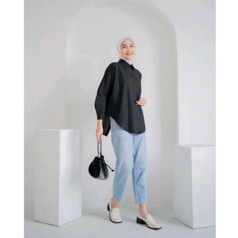 Nelkaa Linen Shirt / Kemeja Wanita Linen Oversize