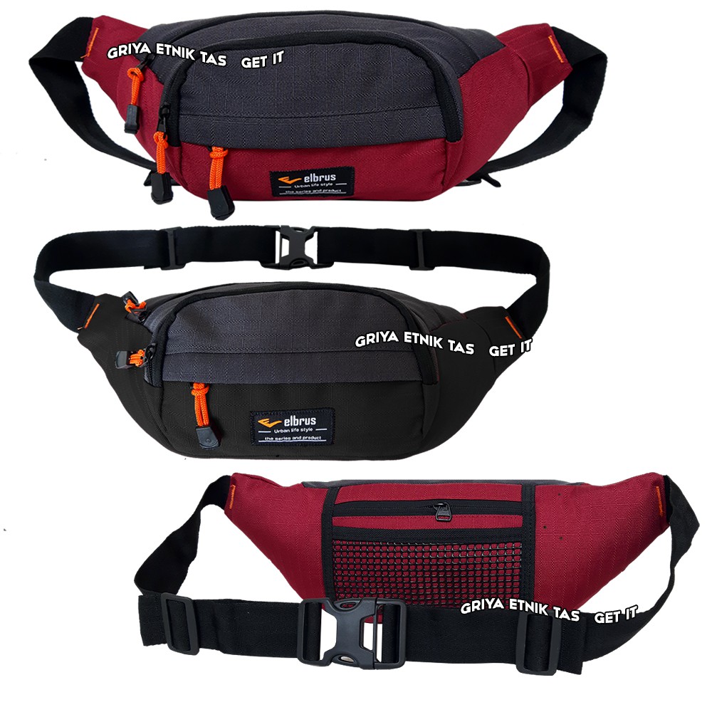 Tas Pinggang Pria Distro Elbrus 2 Warna - Waistbag Cowok - Tas Selempang Pria