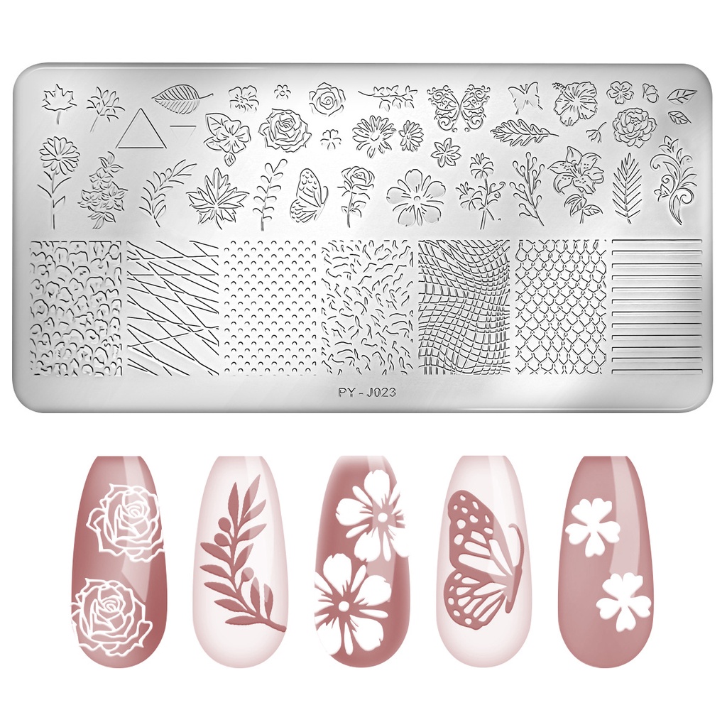 12 Gaya / Set Template / Manicure Transfer Template Stencil Motif Geometri / Bunga / Garis / Tulisan Untuk Nail Art / Manicure