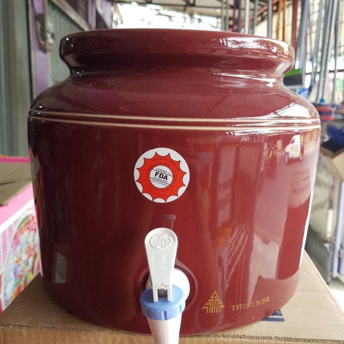 Dispenser Guci Galon Air Minum Trisensa Keramik Motif Besar Kendi Dari Tanah Liat