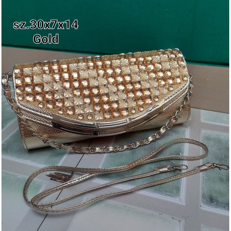 Tas Pesta Wanita Permata Behel Clutch Wanita Import