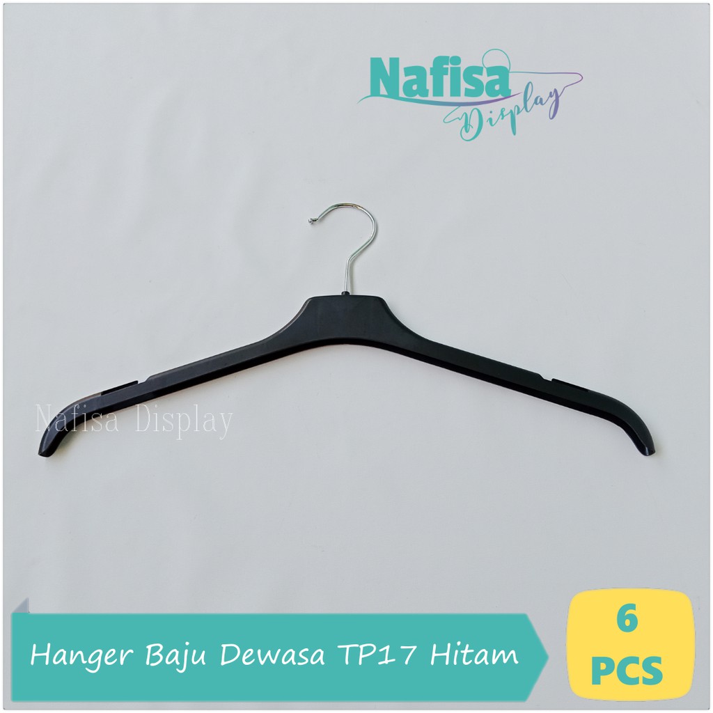  Gantungan  Baju  Dewasa Biggy TP17 Hitam Hanger Plastik 
