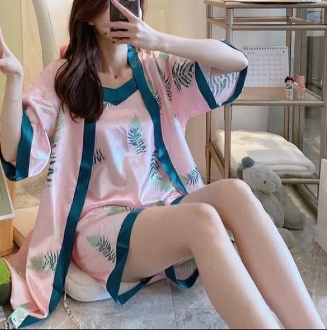 ✴ JC- Set Kimono 3in1 IMPORT HP / Kimono Set Wanita Terbaru / Piyama Satin Import HP murah ♠