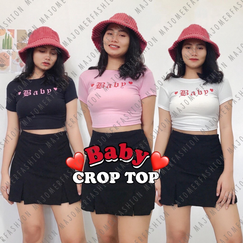 MAJOMER ® | BABY KNIT RIB CROP TOP - KAOS WANITA CROP LUCU