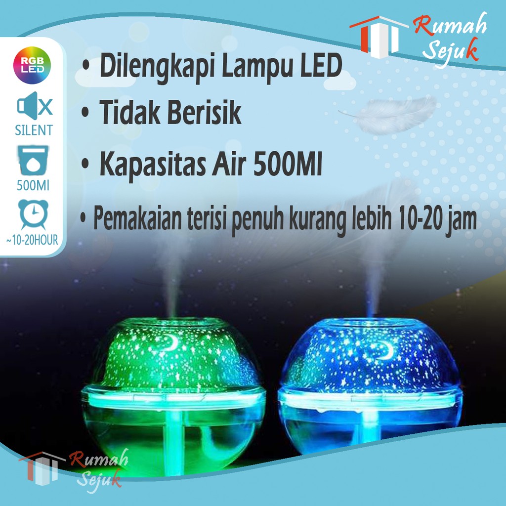 RS - Air Humidifier Diffuser Aromaterapi Alat Pengharum Ruangan Difuser Disfuser Unik Lucu RS-H33 Humdifier Purifier Difusser Defuser Humidifer Humadifier Humudifier Dispuser Humifider Portable Mobil Car Uap Hiasan Kamar Lampu LED Free Gratis Oil